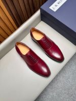 J.M.WESTON Red calfskin Leather Shoes-J.M.WESTON Man Business Leather Shoes